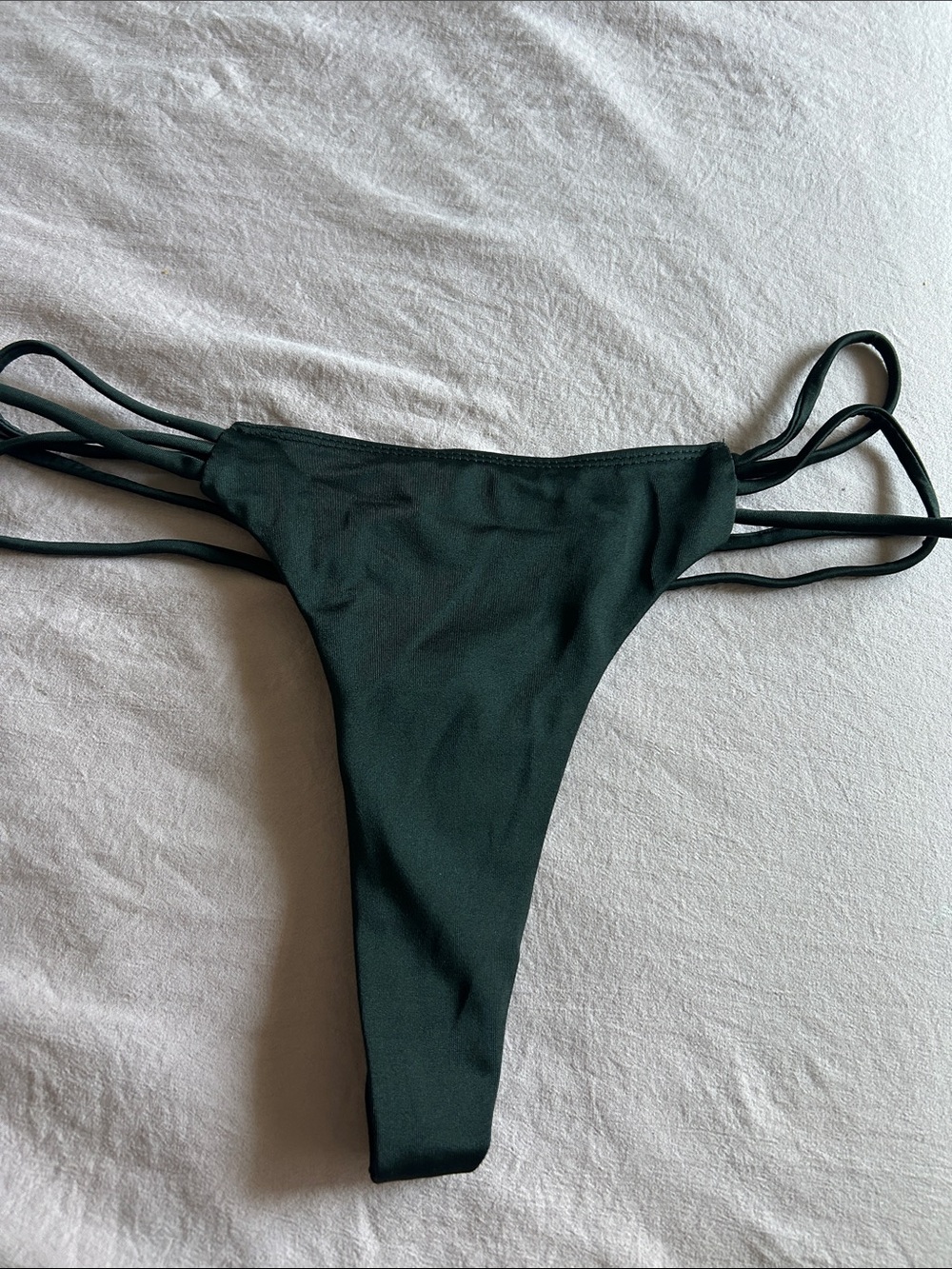 Women's Dark Green Strappy Bikini Bottom